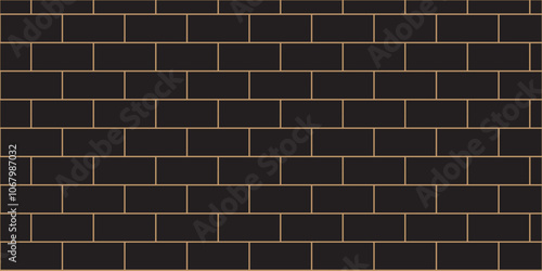 Abstract bathroom wall and floor brick wall texture background. black brick vector illustration texture of the wall with masonry Bricks laid in rows background.