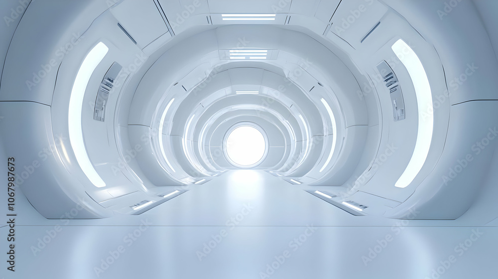 Futuristic White Corridor 3D Illustration Futuristic White Corridor 3D Illustration