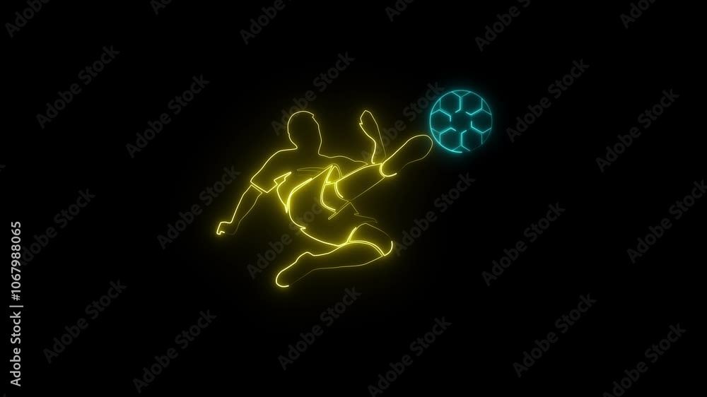 Soccer player with a graphic trail video animation , neon man football icon 4k video Soccer player with a graphic trail video animation , neon man football icon 4k video