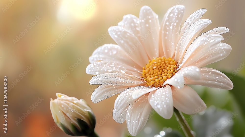 Sharp focus on dewcovered petal, soft gradient, crisp details Sharp focus on dewcovered petal, soft gradient, crisp details