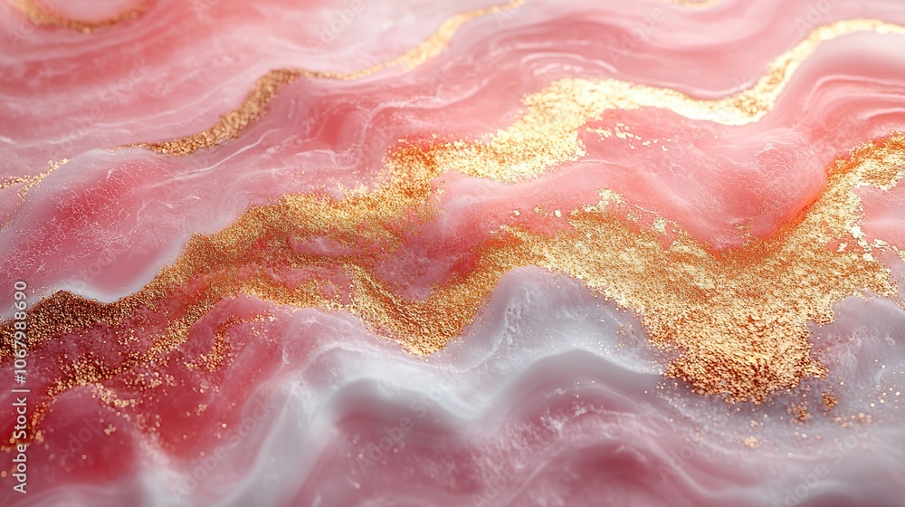 Fluid art painting with white, pink, and gold, perfect for interior posters and banners. Fluid art painting with white, pink, and gold, perfect for interior posters and banners.