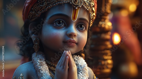 Endless Innocence, A Glimpse of Child Krishna, 8K Realistic Lighting photo