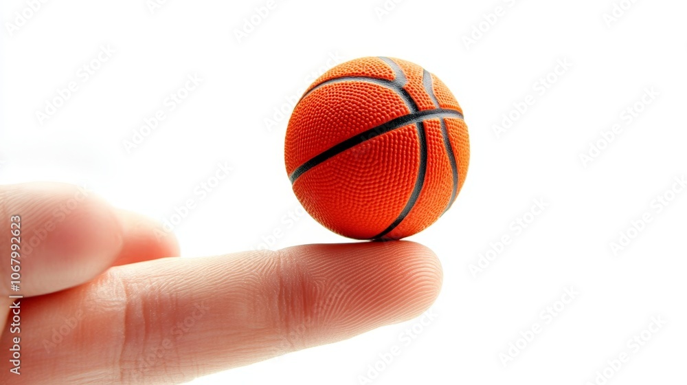 A basketball spinning on the tip of a finger, isolated on a white background A basketball spinning on the tip of a finger, isolated on a white background