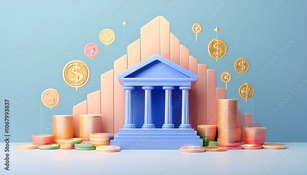 Integrate the ASEAN Economic Community with a financial theme featuring bank-building digital coins. Integrate the ASEAN Economic Community with a financial theme featuring bank-building digital coins.