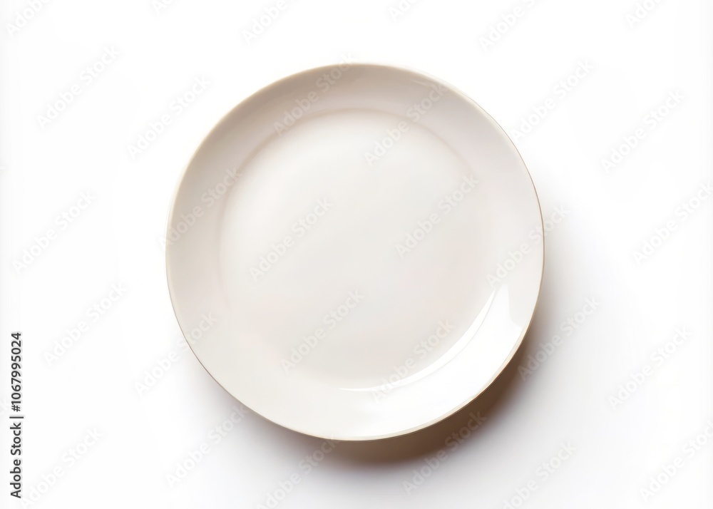 Elegant Isolated Empty Plate on White Background Captured from Above, Perfect for Food Photography, Culinary Art, Restaurant Menus, or Minimalist Table Settings Elegant Isolated Empty Plate on White Background Captured from Above, Perfect for Food Photography, Culinary Art, Restaurant Menus, or Minimalist Table Settings