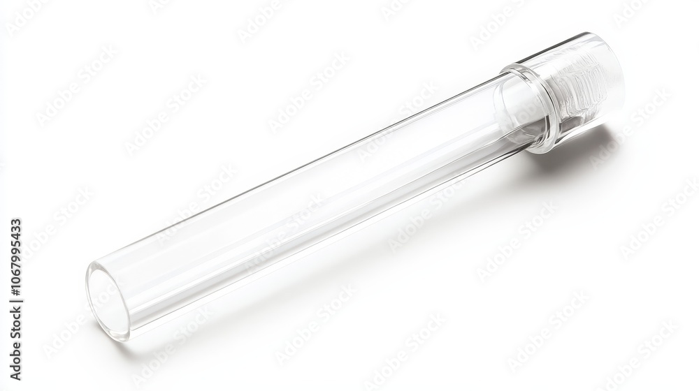 A clear lip balm tube with a subtle tint, isolated on a white background A clear lip balm tube with a subtle tint, isolated on a white background