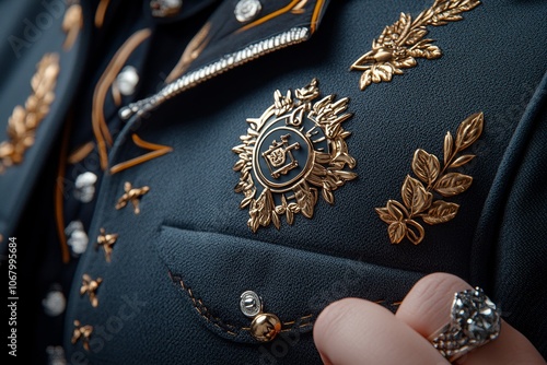 A hyper-realistic close-up of a detailed sweater with intricate stitching, paired with accessories like rings and a watch photo