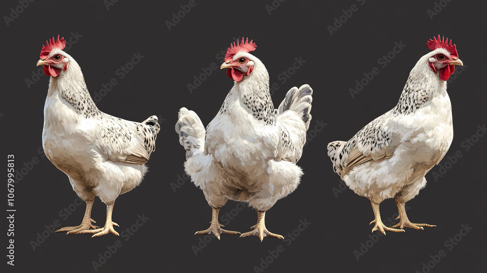 Fototapeta premium white chicken and its unique features in art and illustration