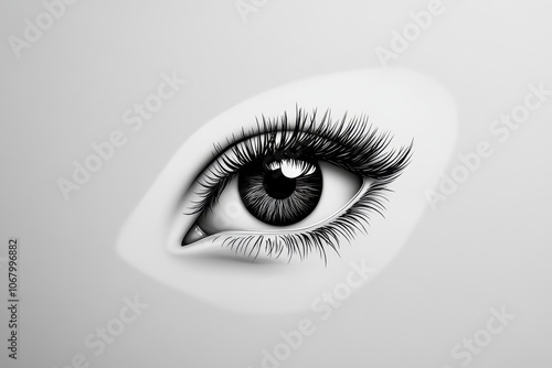 A minimalist illustration of a single eye with a tiny object in its focus, symbolizing hyperfixation in a clean, simple design photo