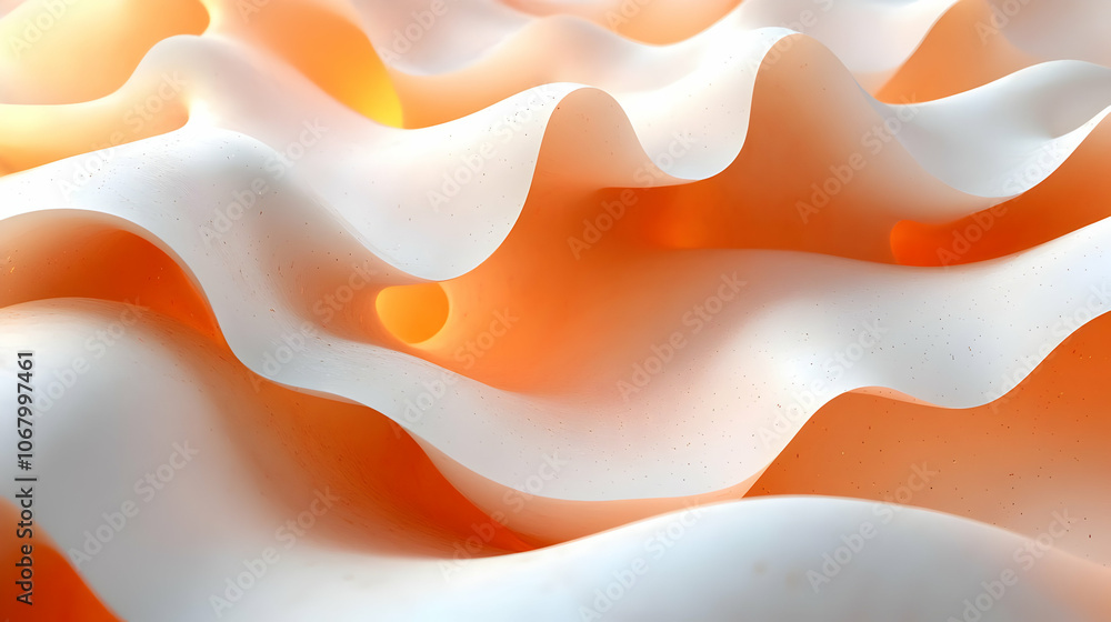 Obraz premium Abstract 3D Orange and White Waves