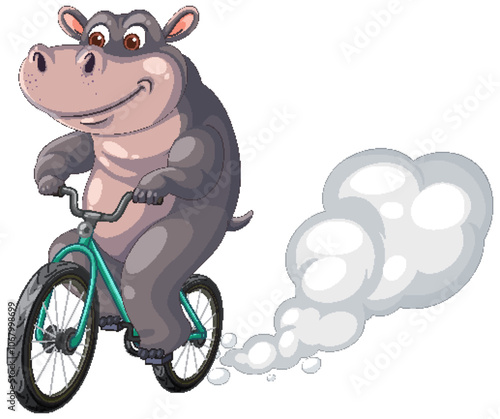 Hippo Riding a Bicycle Adventure