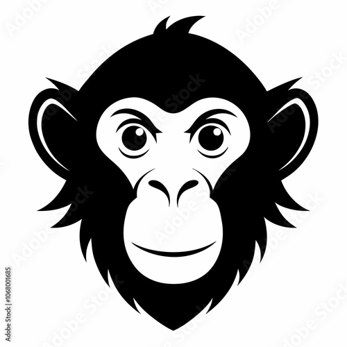 silhouette of a chimpanzee head vector black animal illustration on a white background