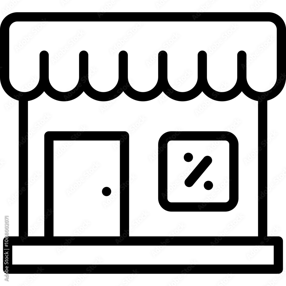 discount store icon illustration design with outline discount store icon illustration design with outline
