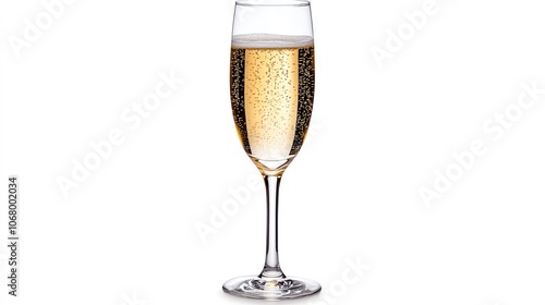 Elegant champagne glass filled with sparkling beverage, perfect for celebrations and toasting special moments. photo