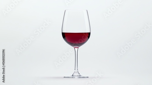 Elegant red wine glass on a minimalist background, showcasing rich color and crystal clarity, ideal for culinary and celebration themes.