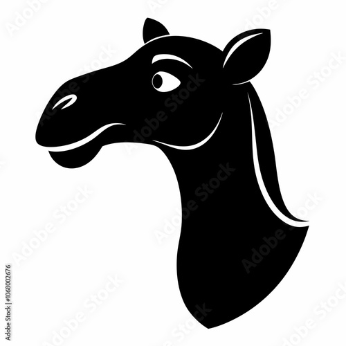 silhouette of an alpaca head vector black animal illustration on a white background