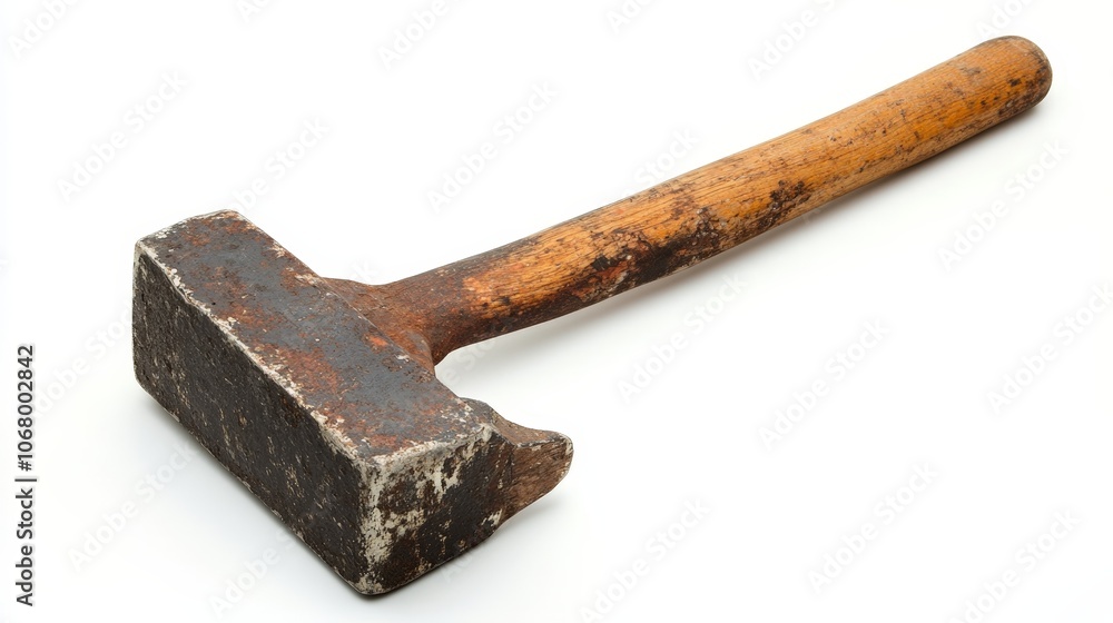 A heavy-duty sledgehammer with a long handle, isolated on a white background A heavy-duty sledgehammer with a long handle, isolated on a white background
