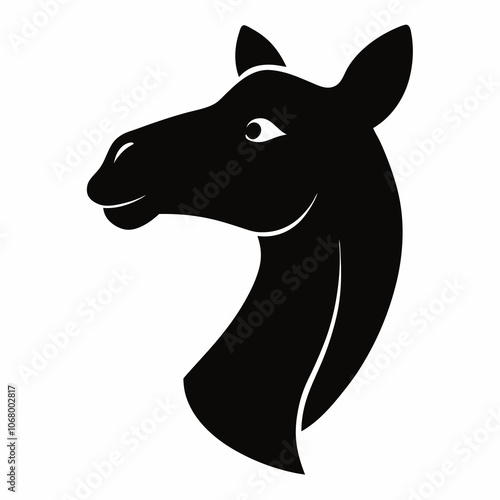 silhouette of a camel head vector black animal illustration on a white background