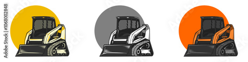 skid steer vector logo design,skid steer car logo,skid steer vector,skid steer heavy equipment vehicle,scoop,transport,business,industrial,digger,loader,design,logo,construction,bulldozer,machiner