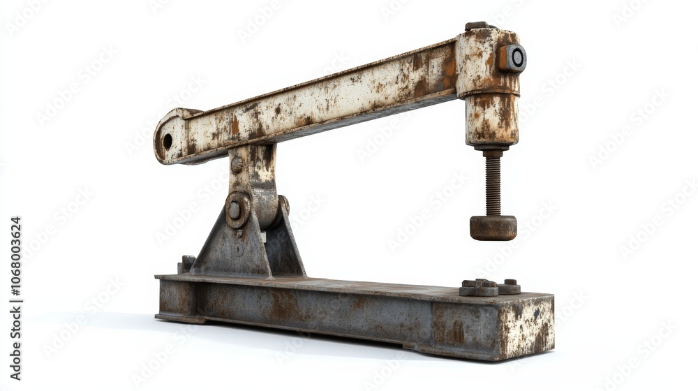 A hydraulic jack for lifting heavy building materials, isolated on a white background A hydraulic jack for lifting heavy building materials, isolated on a white background