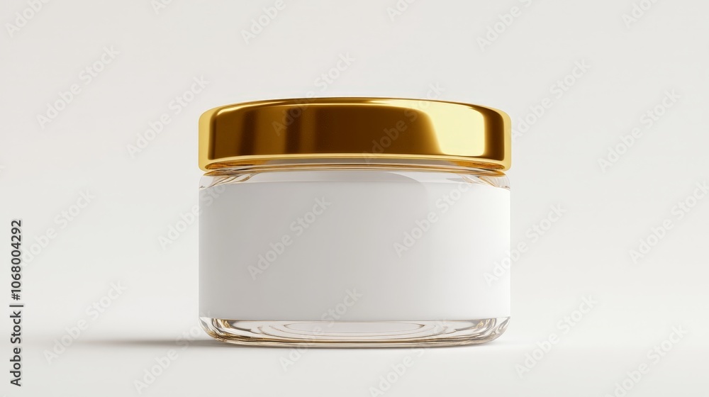 A luxurious face mask jar with a gold lid, isolated on a white background A luxurious face mask jar with a gold lid, isolated on a white background