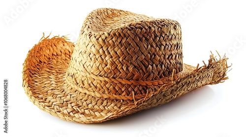 Straw Hat on White Background