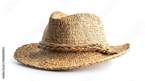 Straw Hat on White Background