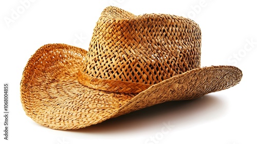 Straw Hat on White Background