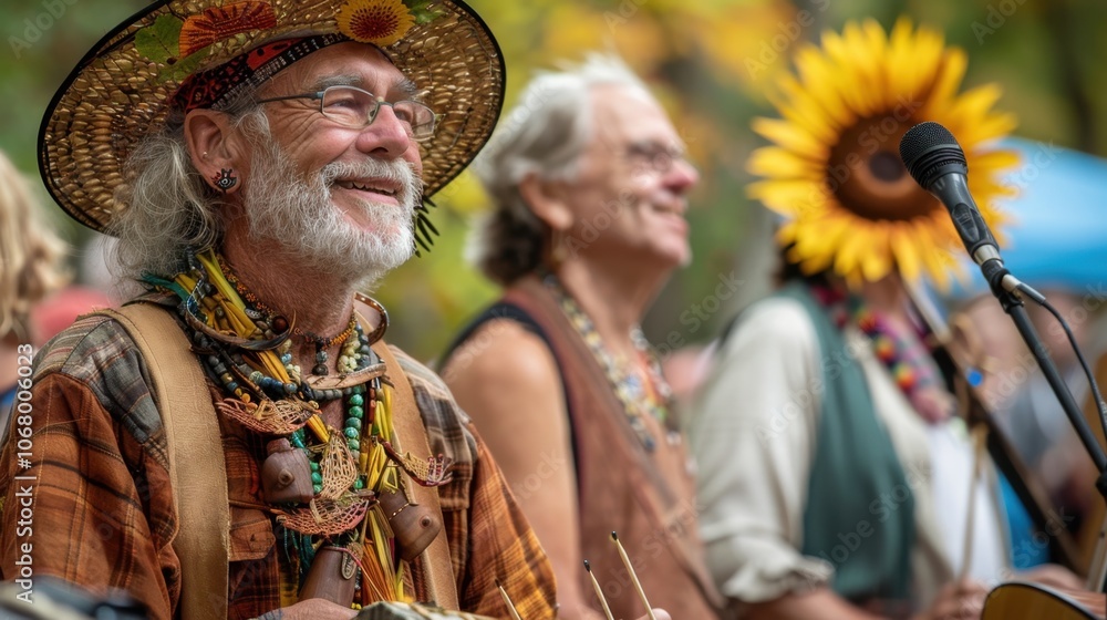Fototapeta premium Attending a Local Festival: Join a November harvest festival or craft fair to celebrate the season with local vendors, delicious food, and festive activities. 