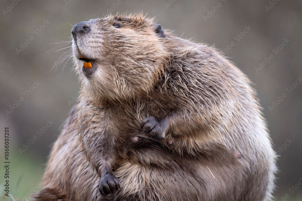 A wild beaver in Grand Teton National Park in Wyoming.