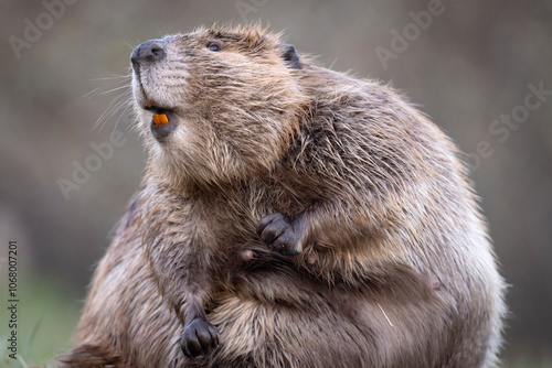 Obraz na płótnie A wild beaver in Grand Teton National Park in Wyoming. w salonie
