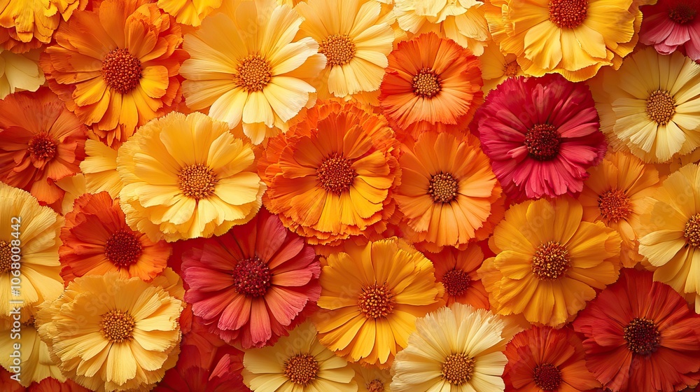 Orange and red marigold flowers on a pastel yellow background, symbolizing the festive decorations for Diwali and other traditional celebrations, creating a vibrant and cultural display. Orange and red marigold flowers on a pastel yellow background, symbolizing the festive decorations for Diwali and other traditional celebrations, creating a vibrant and cultural display.