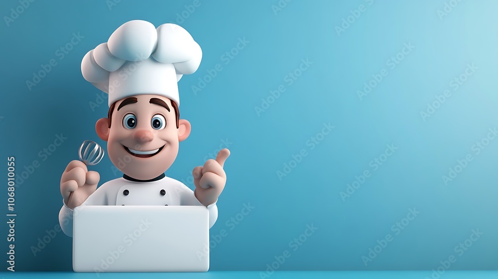 Chef Cartoon Character Holding A Blank Sign Chef Cartoon Character Holding A Blank Sign