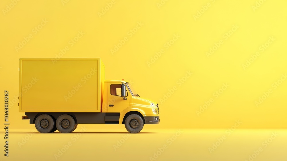 Yellow Delivery Truck on Yellow Background Yellow Delivery Truck on Yellow Background