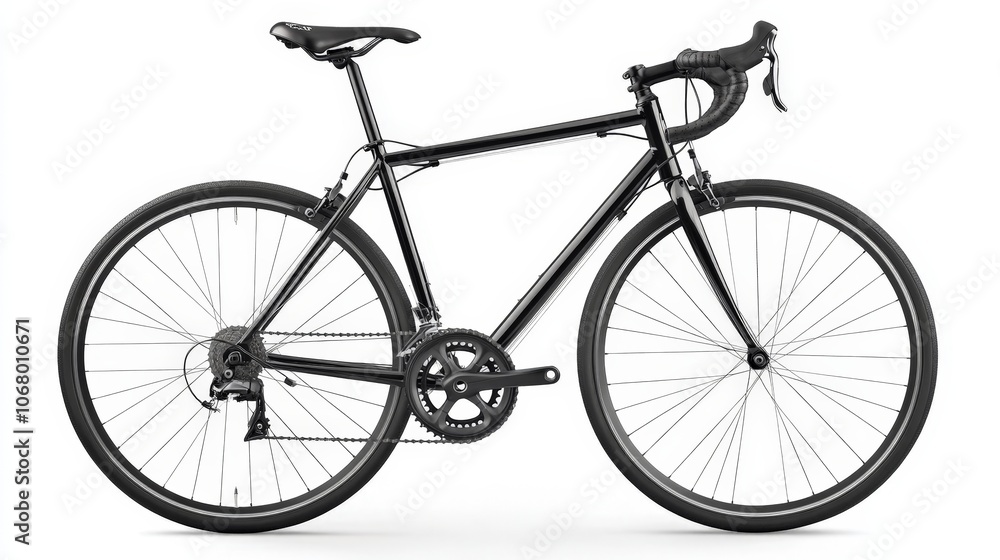 Obraz premium A sleek road racing bicycle with aerodynamic features, isolated on a white background