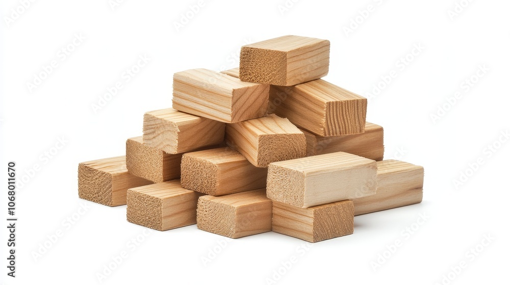 A stack of 2x4 wooden studs, isolated on a white background A stack of 2x4 wooden studs, isolated on a white background