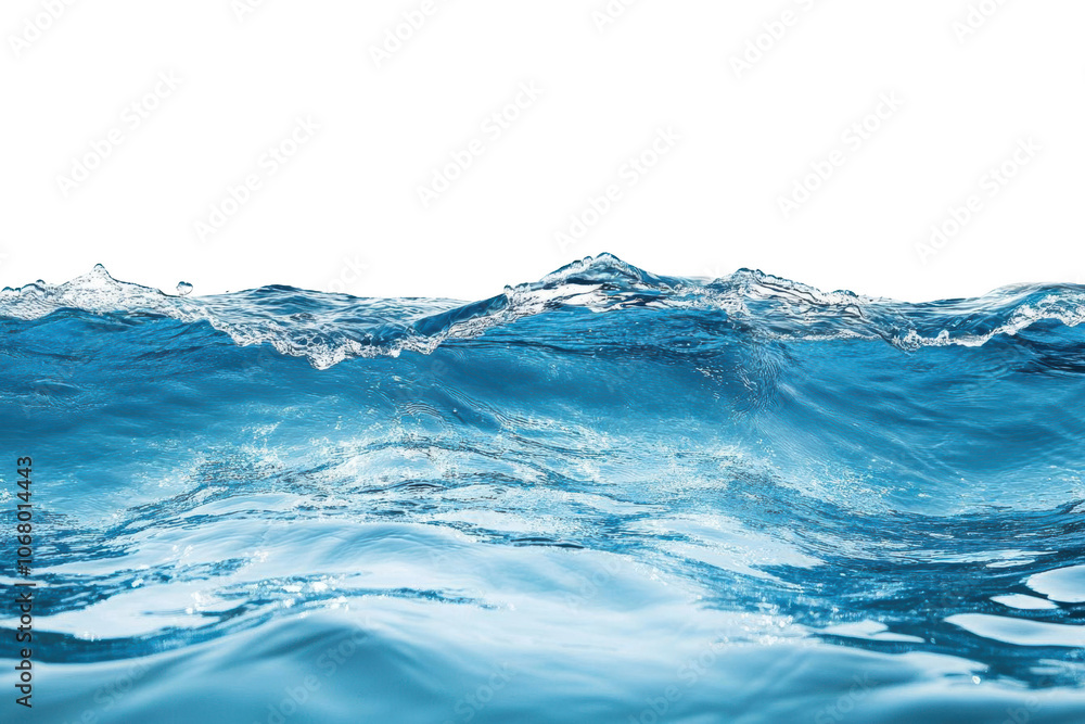 Blue Water Waves Crashing in Slow Motion, Transparent Water Surface and Ripples Blue Water Waves Crashing in Slow Motion, Transparent Water Surface and Ripples