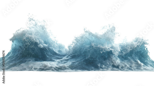 Ocean Waves Crashing and Creating Foam, a Transparent Object