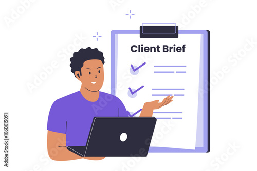 Client brief illustration concept. Illustrations for websites, landing pages, mobile applications, posters and banners. Trendy flat vector illustration