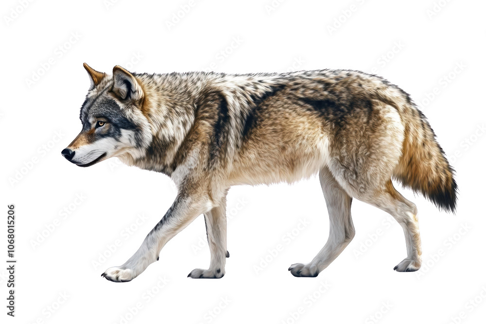 Fototapeta premium A Wolf Walks Through The Forest On A Transparent Background