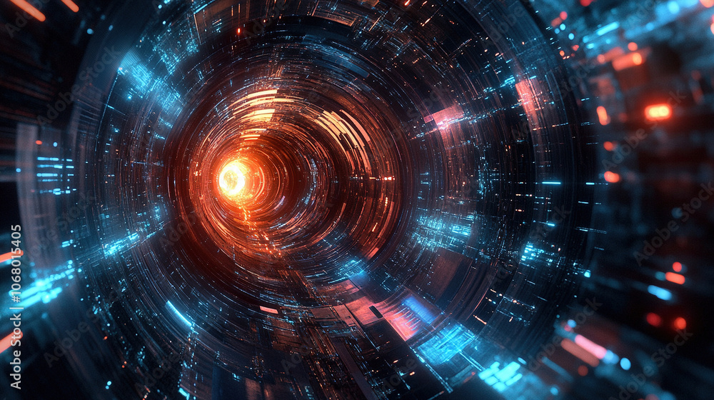 Fototapeta premium Futuristic Abstract Tech Tunnel