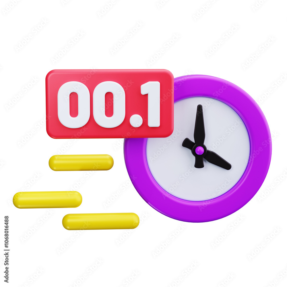 Clock with Countdown Timer 3d Render Icons Clock with Countdown Timer 3d Render Icons
