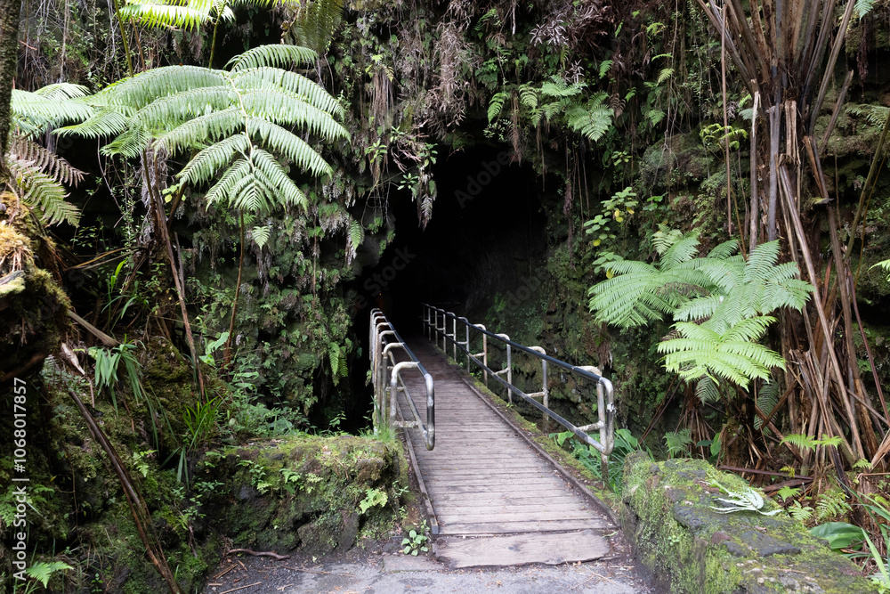 A lava tube in Hawaiʻi Volcanoes National Park on the island of Hawaii.