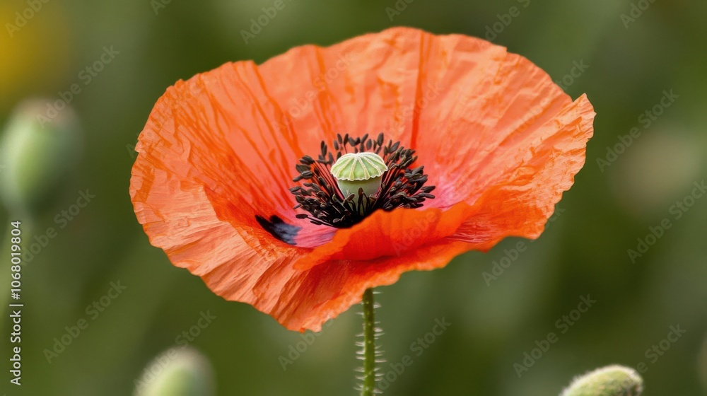 Vibrant Red Poppy Flower in Natural Setting Vibrant Red Poppy Flower in Natural Setting