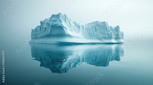 An iceberg floats in clear blue water, symbolizing hidden dangers beneath the surface, reflecting on climate change and global warming issues.