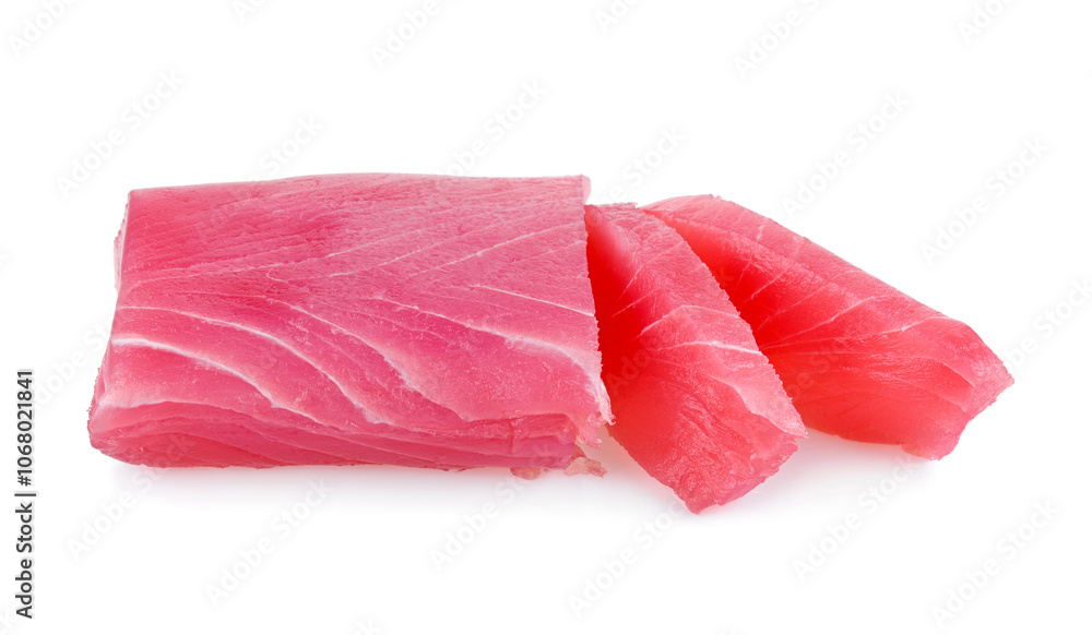 Raw tuna steaks on white background Raw tuna steaks on white background