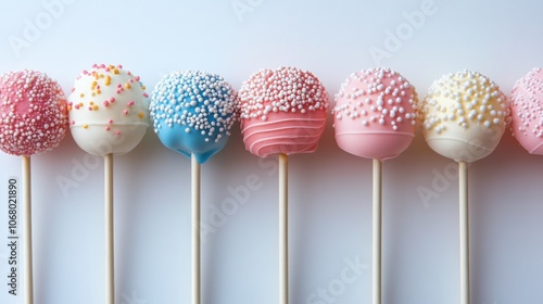 Colorful Cake Pops Lined Up