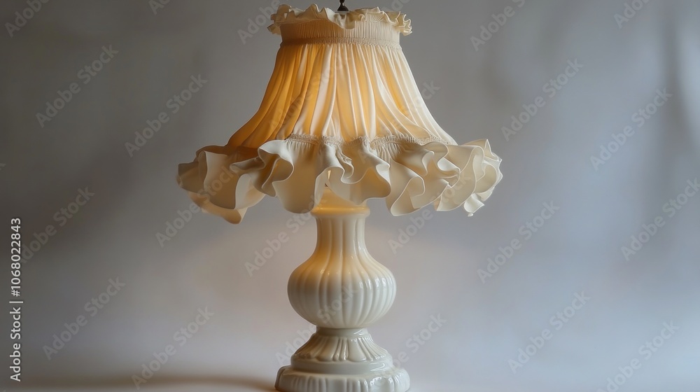 White Table Lamp with Ruffled Shade White Table Lamp with Ruffled Shade