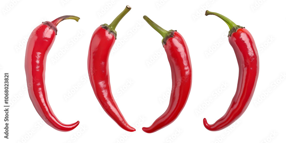 Hot Chili Peppers Set on Clear Background Hot Chili Peppers Set on Clear Background