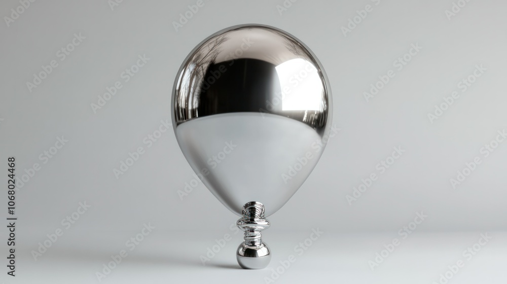 Elegant chrome balloon icon, rendered in 3D with polished surface, on a plain white background. Elegant chrome balloon icon, rendered in 3D with polished surface, on a plain white background.